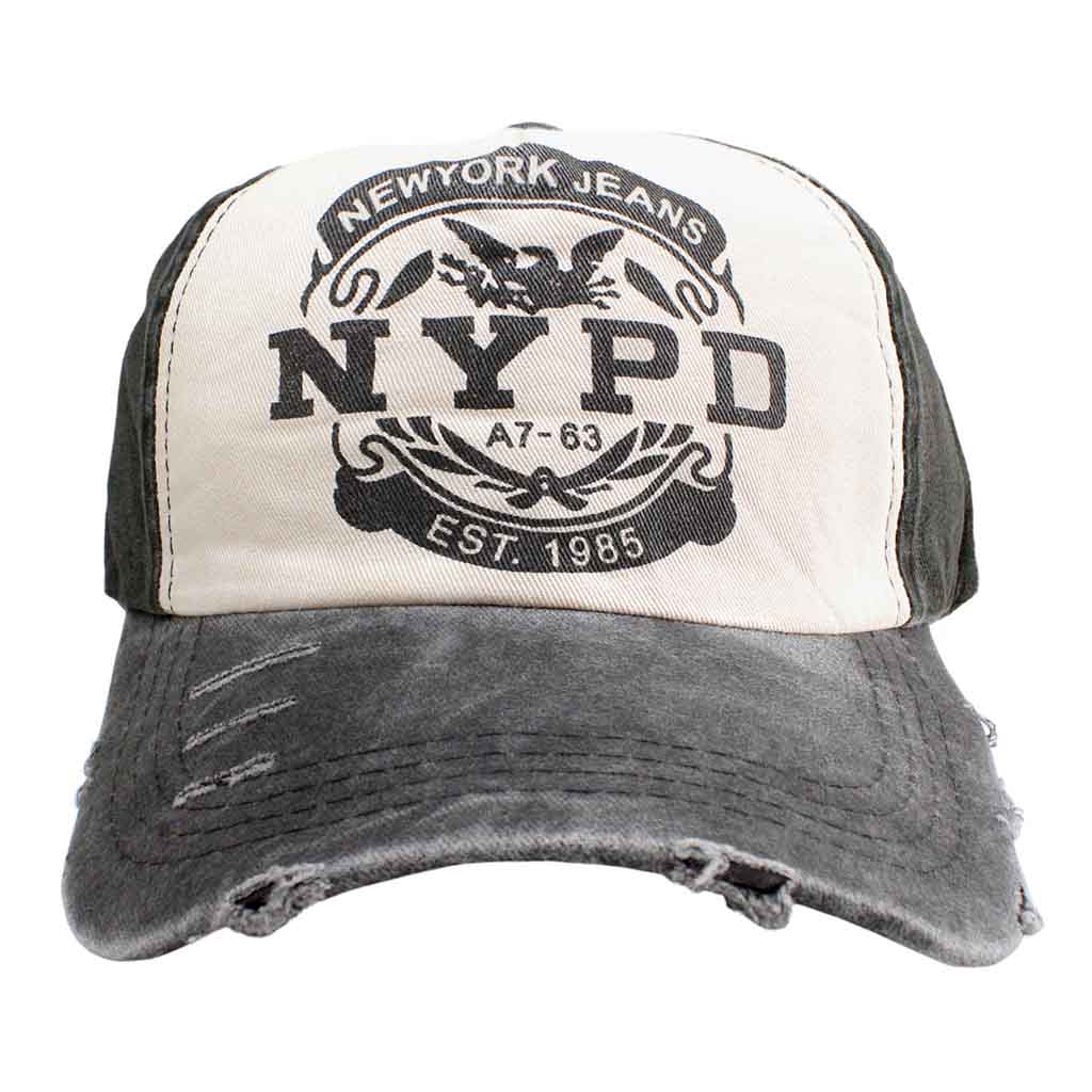 Jockey Hombre Negro Gorros Mujer NYPD Gris Prelavado