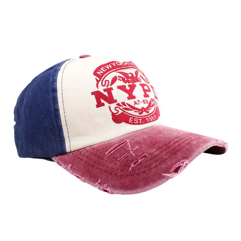 Jockey Rojo Azul Prelavado Gorros Hombre Mujer NYPD