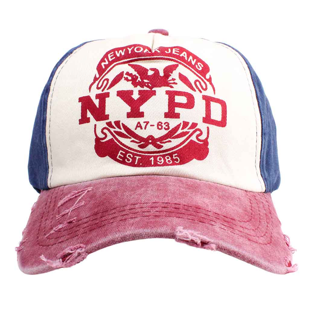 Jockey Rojo Azul Prelavado Gorros Hombre Mujer NYPD