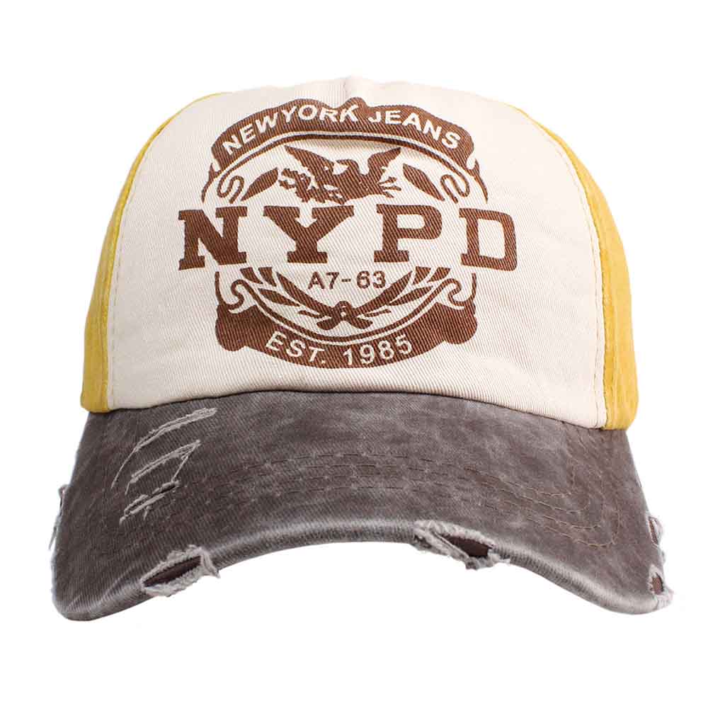 Jockey Hombre Gorros Mujer NYPD Mostaza y Marrón