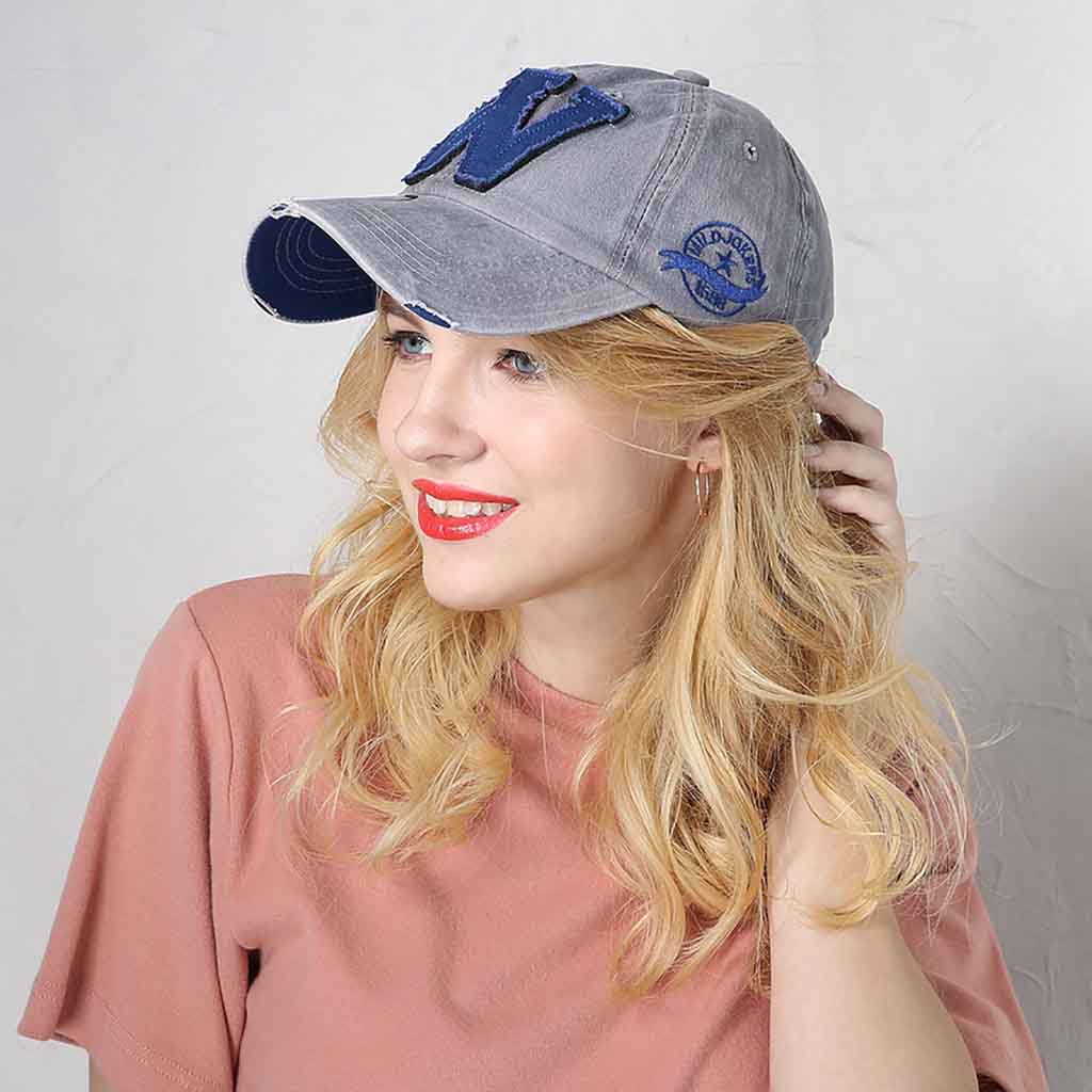 Jockey Hombre Mujer Gorros W Prelavado Gris Azul