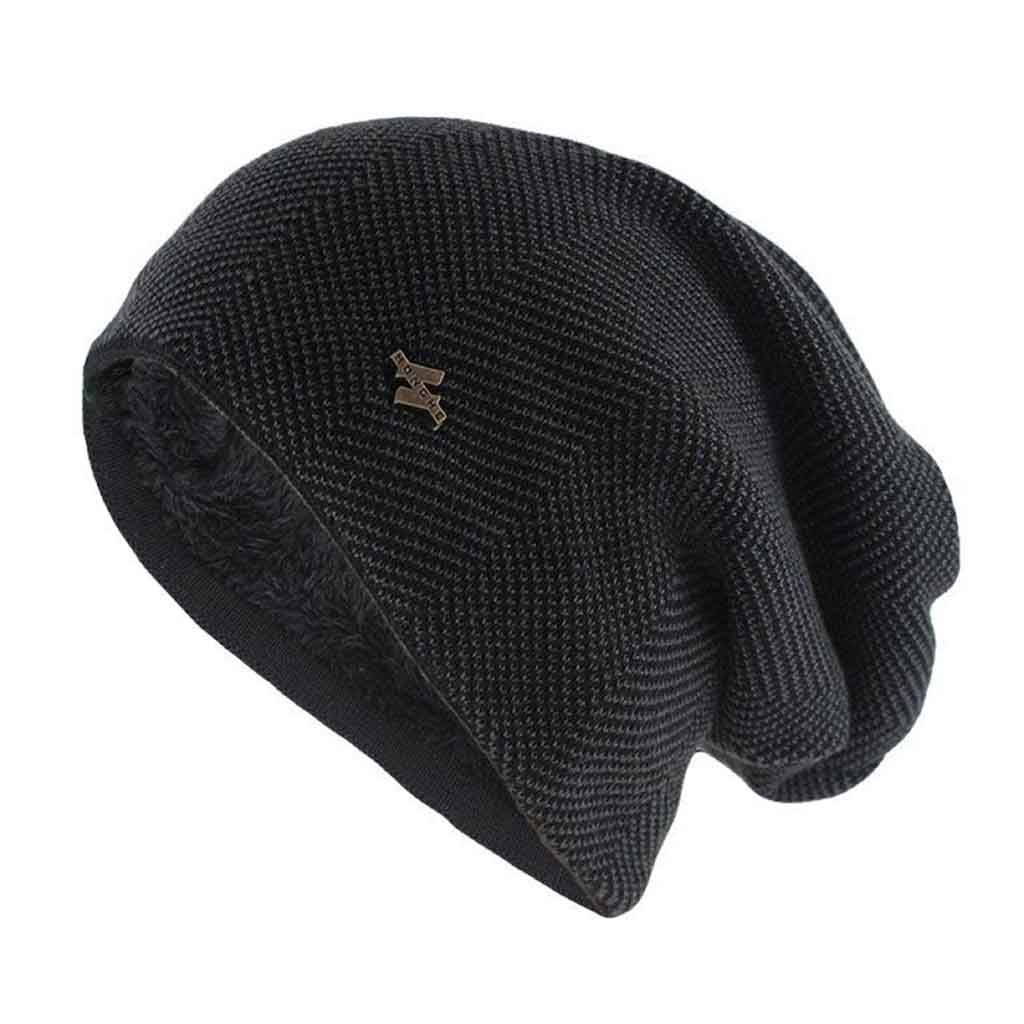 Gorro en tela texturada con Forro Interno de Polar Negro