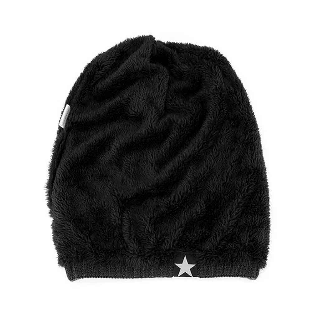 Gorro Tejido en Lana de Relieve con Forro de Polar Negro