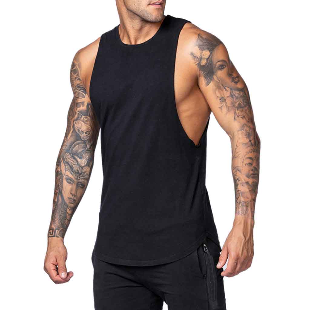 Polera Deportiva Musculosa Algodón Negro
