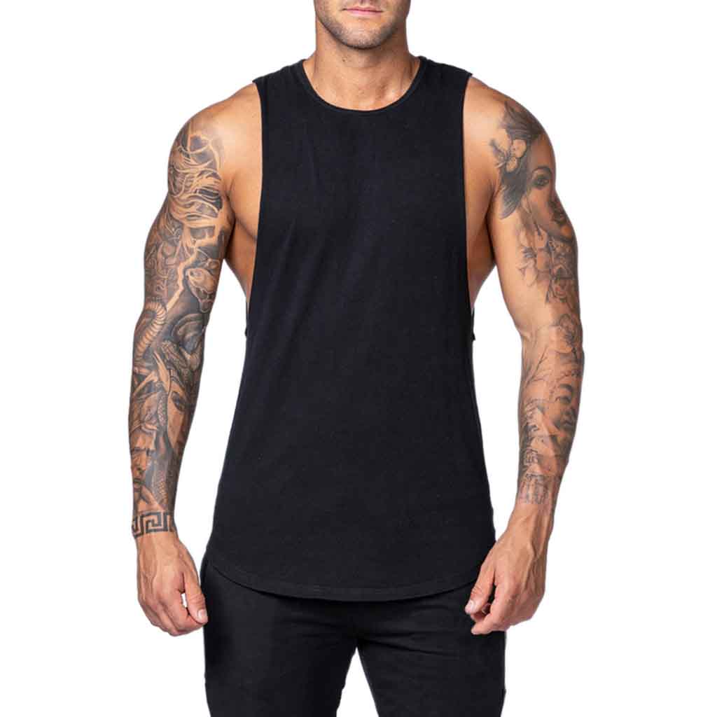 Polera Deportiva Musculosa Algodón Negro
