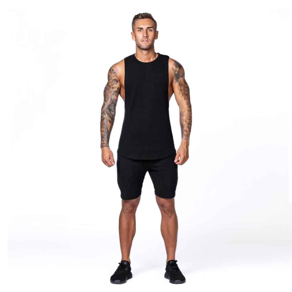 Polera Deportiva Musculosa Algodón Negro