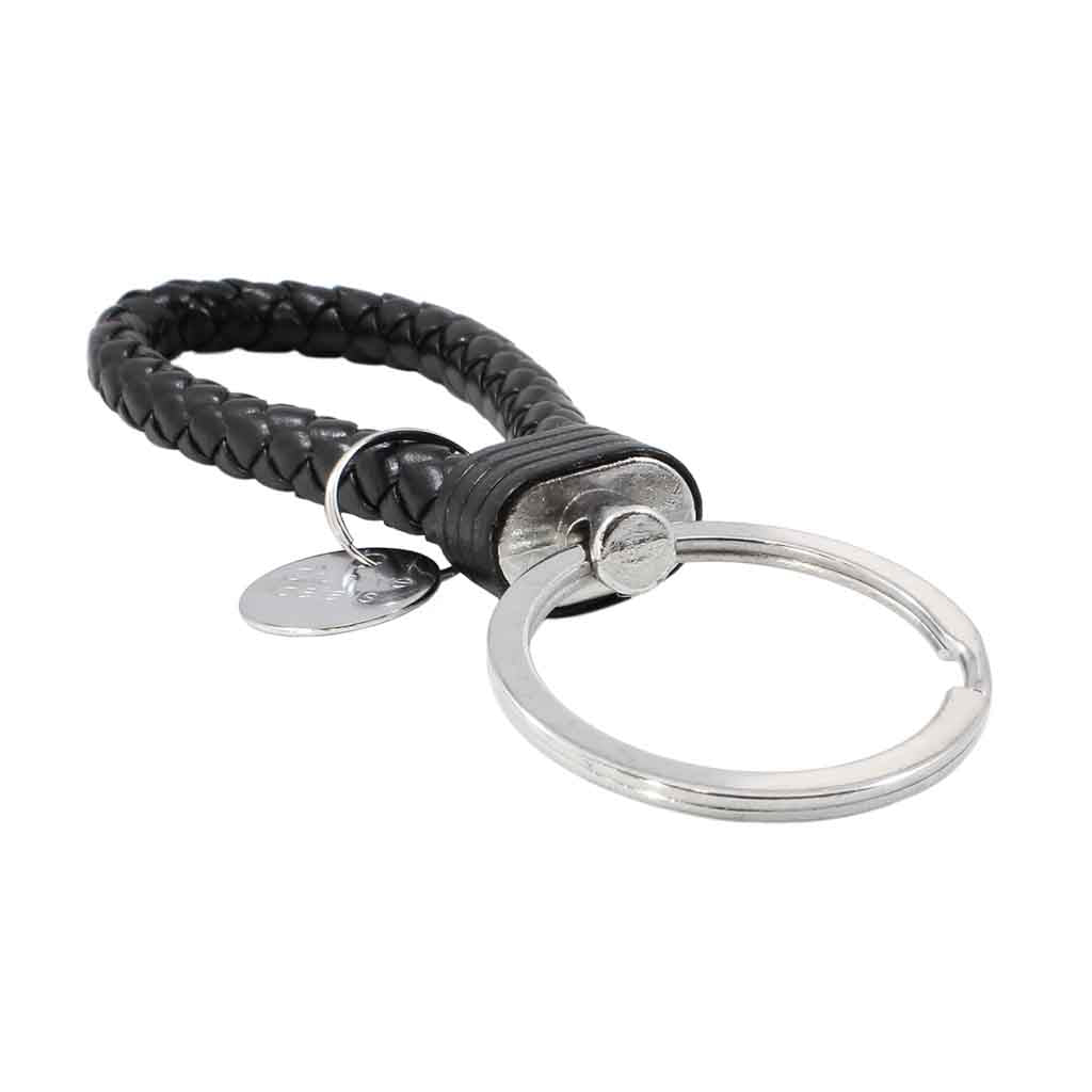 Llavero en Cuero Trenzado Color Negro