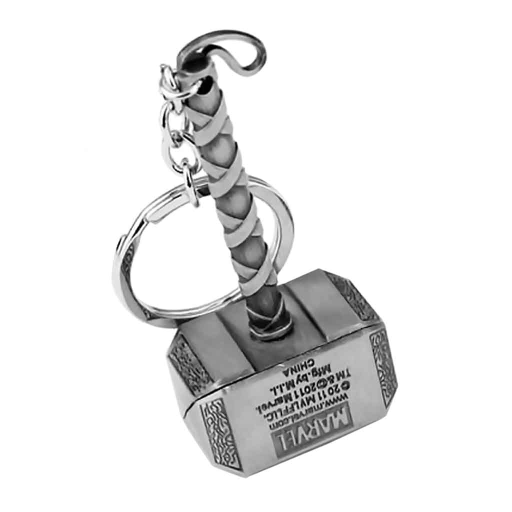 Llavero Metálico con Martillo de Thor Marvel Plateado