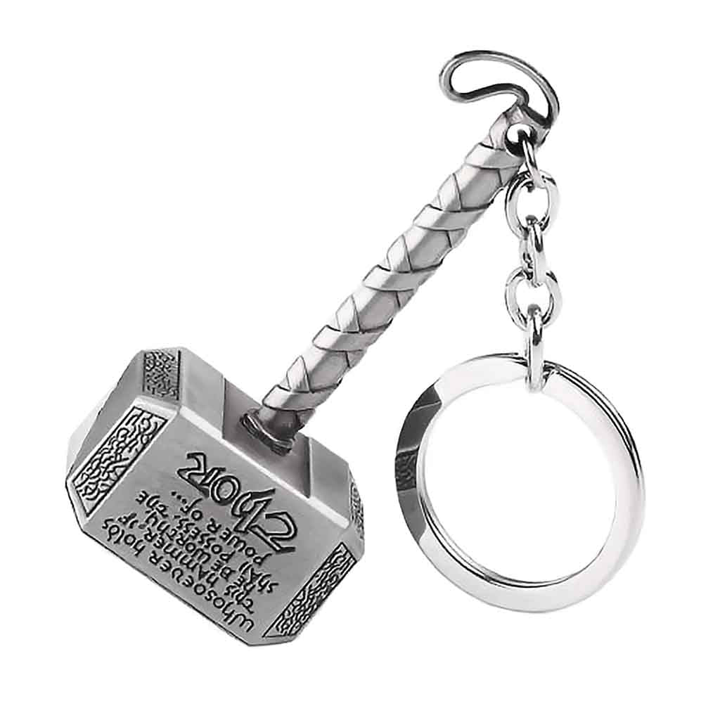 Llavero Metálico con Martillo de Thor Marvel Plateado