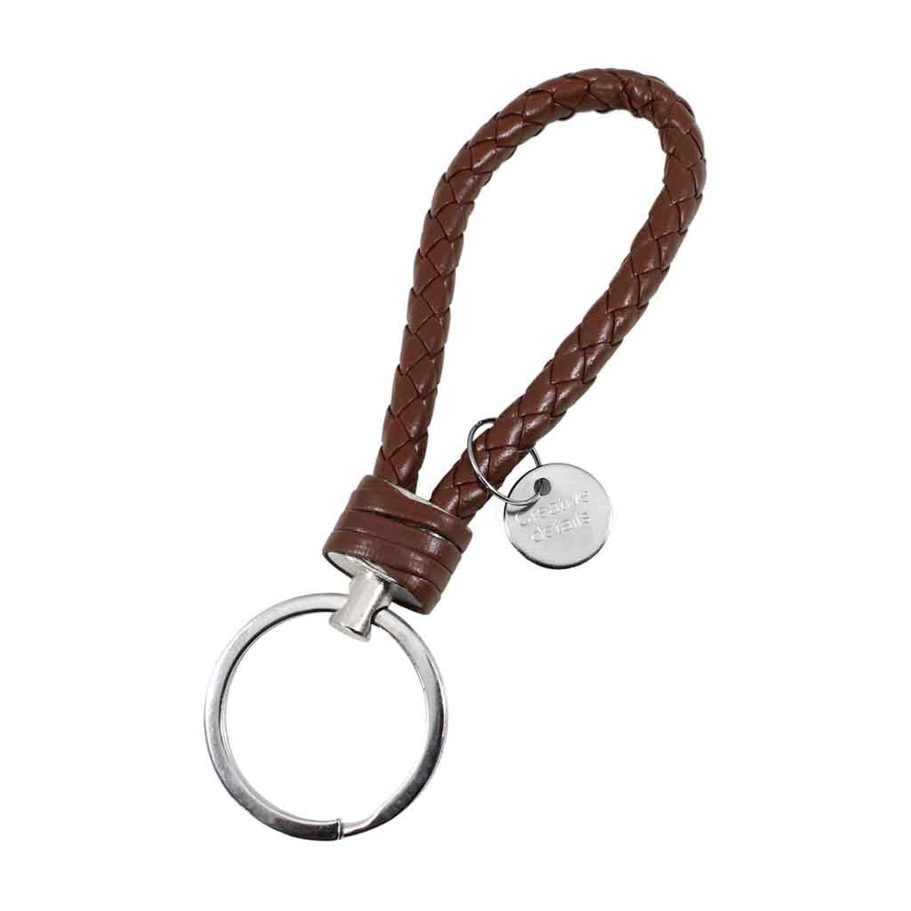 Llavero trenzado en Cuero Color Café