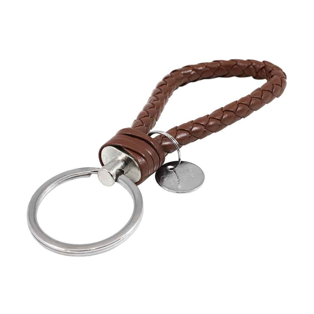 Llavero trenzado en Cuero Color Café