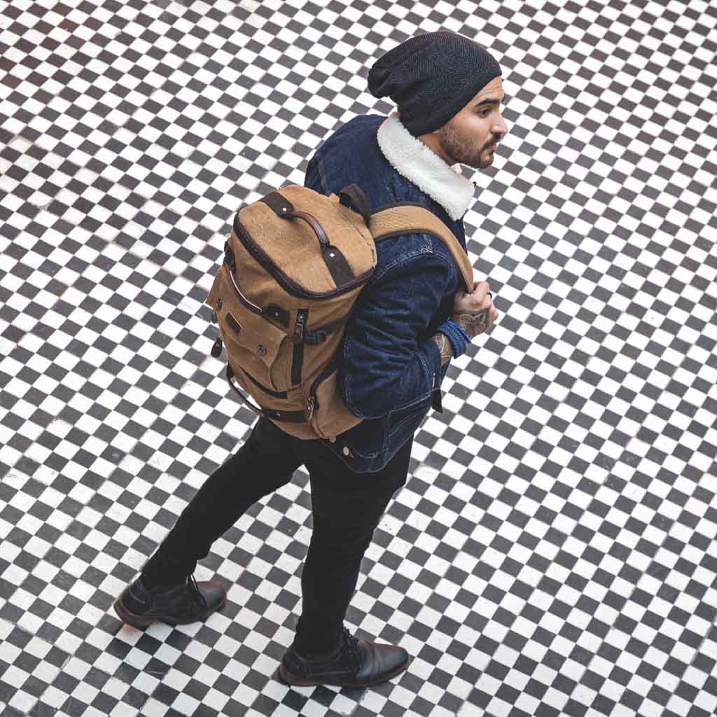 Mochila Bolso Escolar, Viajero Hombre Marrón