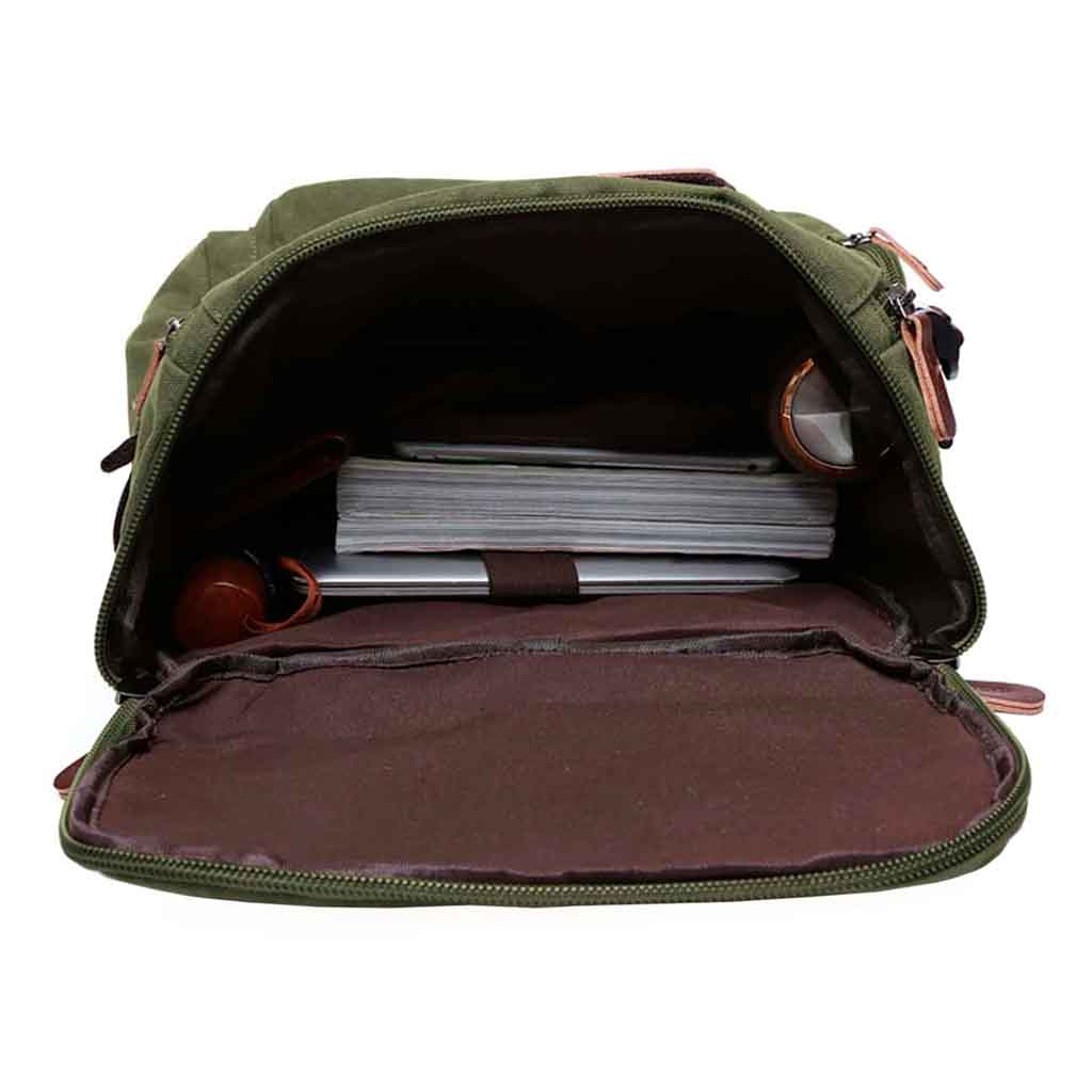 Mochila Hombre Notebook Lona Viajero Verde