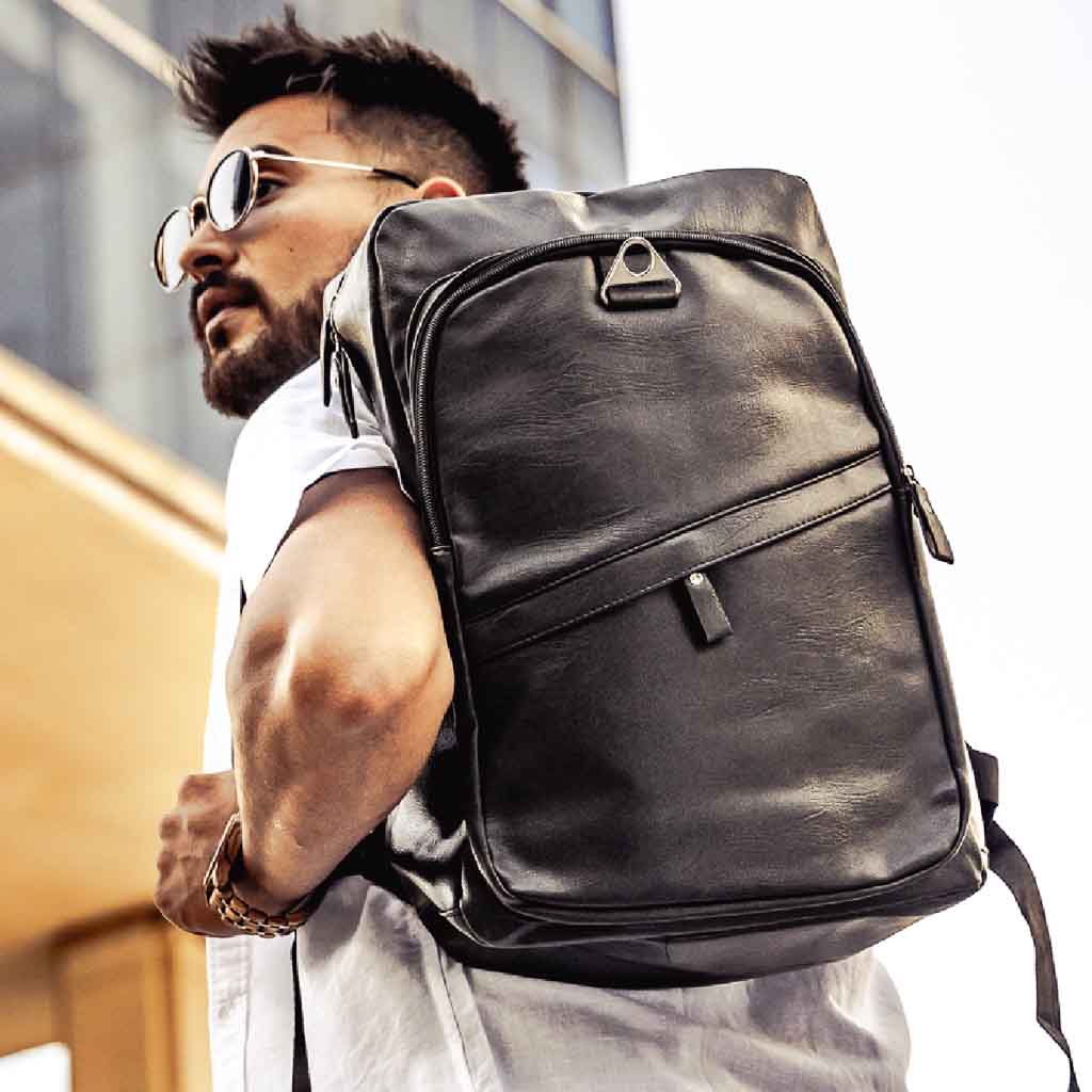 Mochila cuero sintetico notebook de cierre