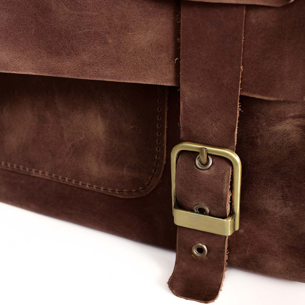Maletín Bolso Mensajero Mujer Cuero Hombre Marrón Oscuro