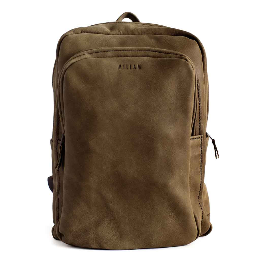 Mochila Cuero Hombre Mujer Notebook Marrón