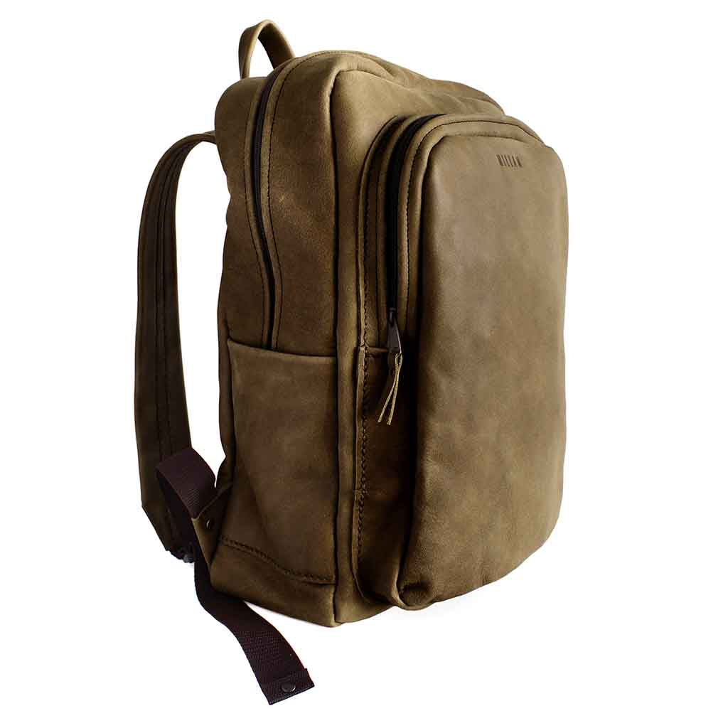 Mochila Cuero Hombre Mujer Notebook Marrón