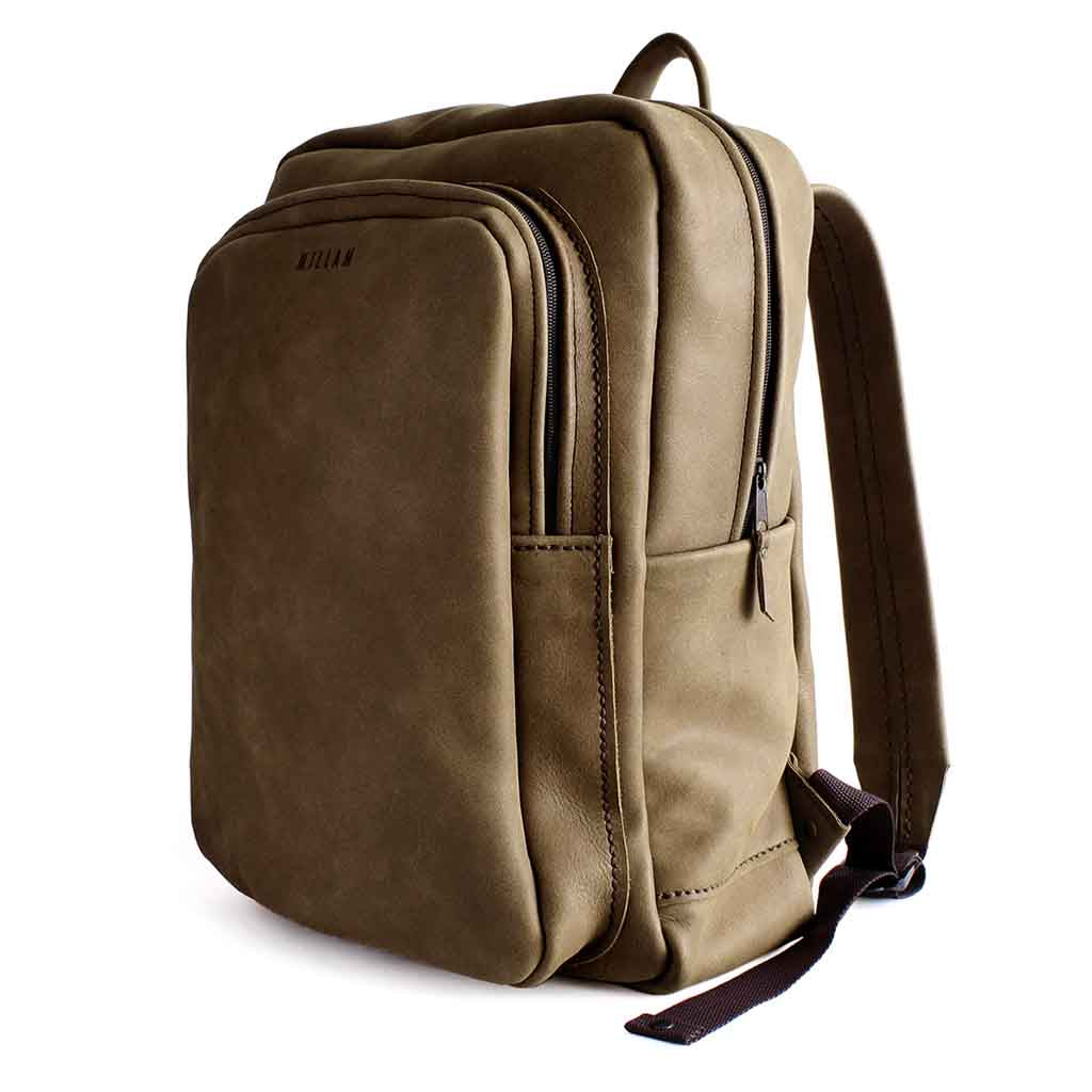 Mochila Cuero Hombre Mujer Notebook Marrón