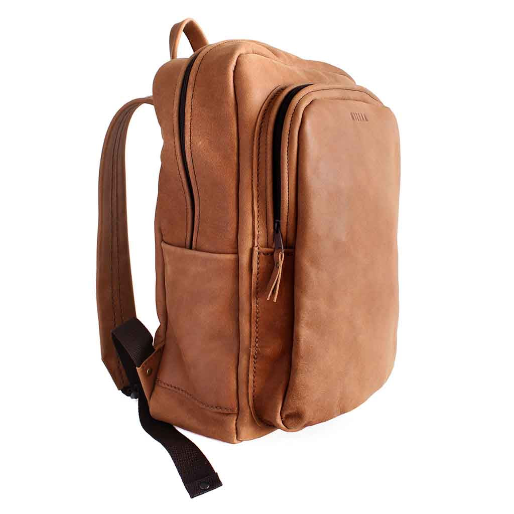 Mochila Cuero Mujer Hombre Café Morral Notebook