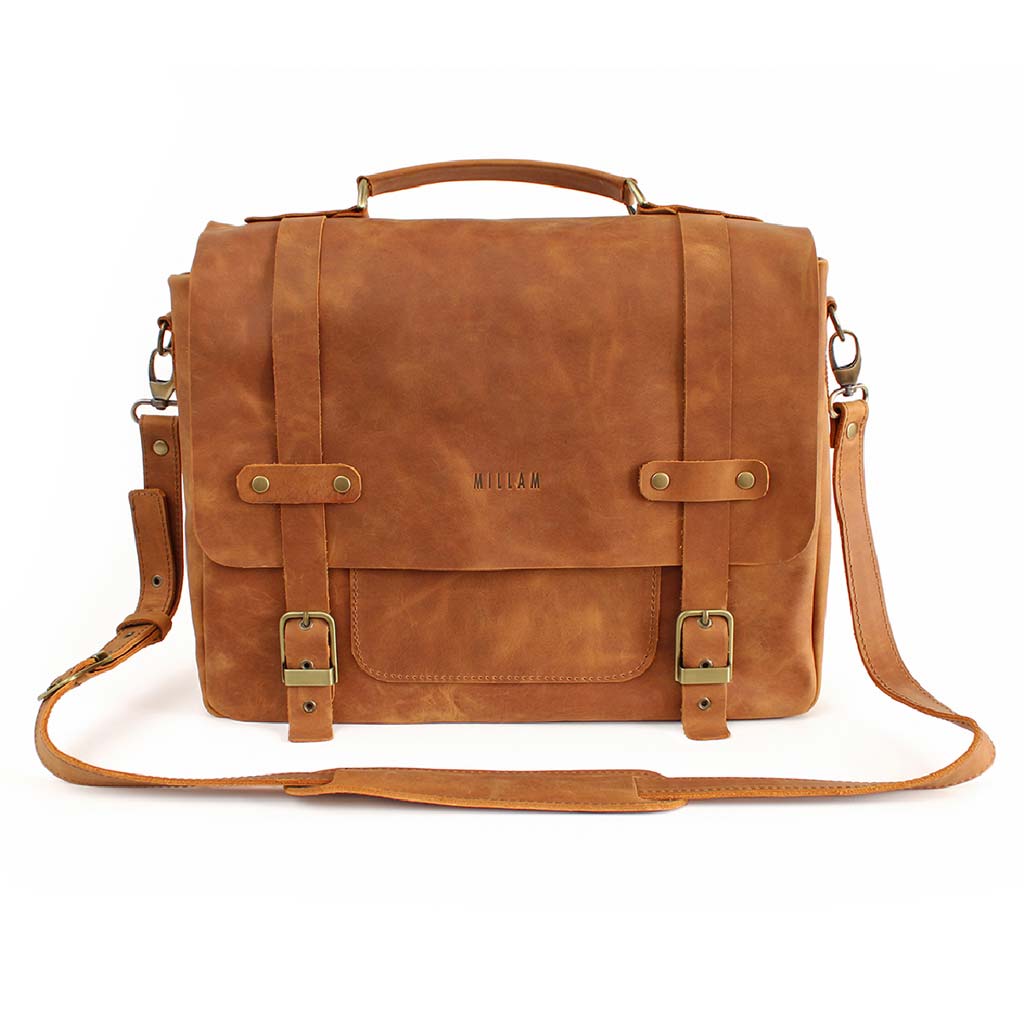 Bolso Cuero Hombre Maletín Bolso Mensajero Mujer Marrón