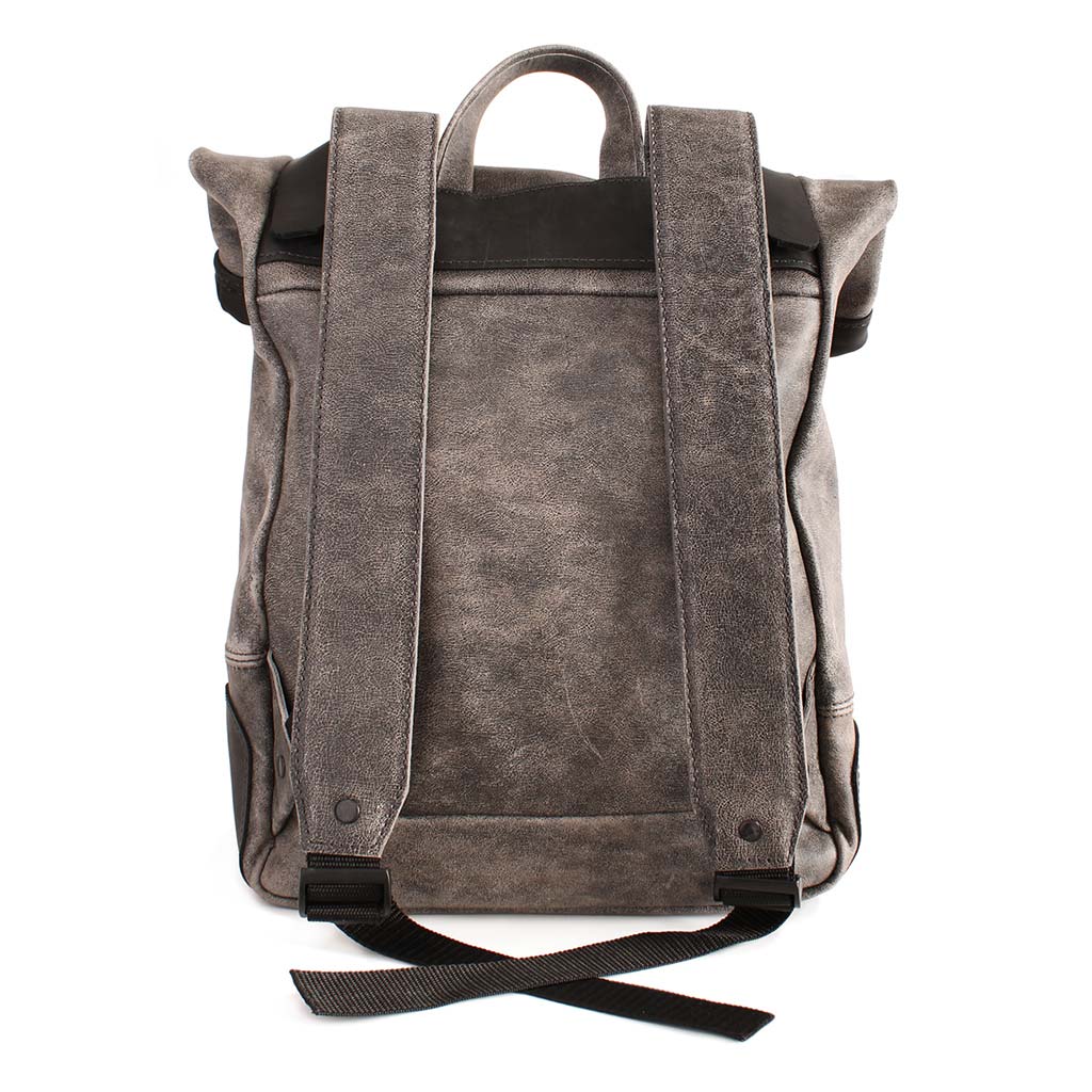 Mochila Cuero Negro Morral Notebook Hombre Correas Cruzadas