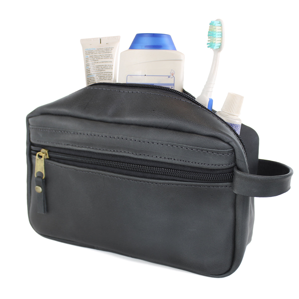 Pack Pack Cinturón de Cuero Hombre + Neceser de Viaje Negro