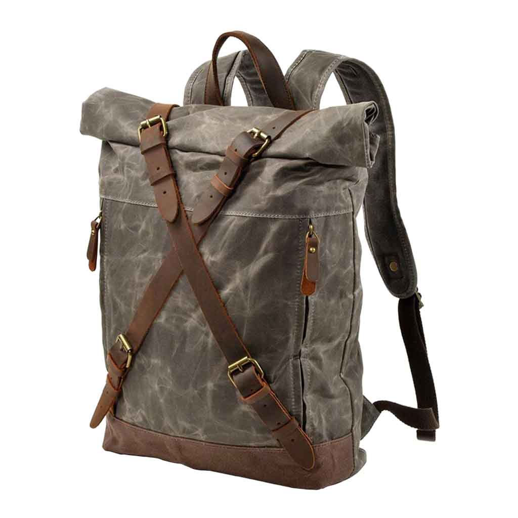 Mochila De Lona Con Cuero Juvenil Viajero Caballeros