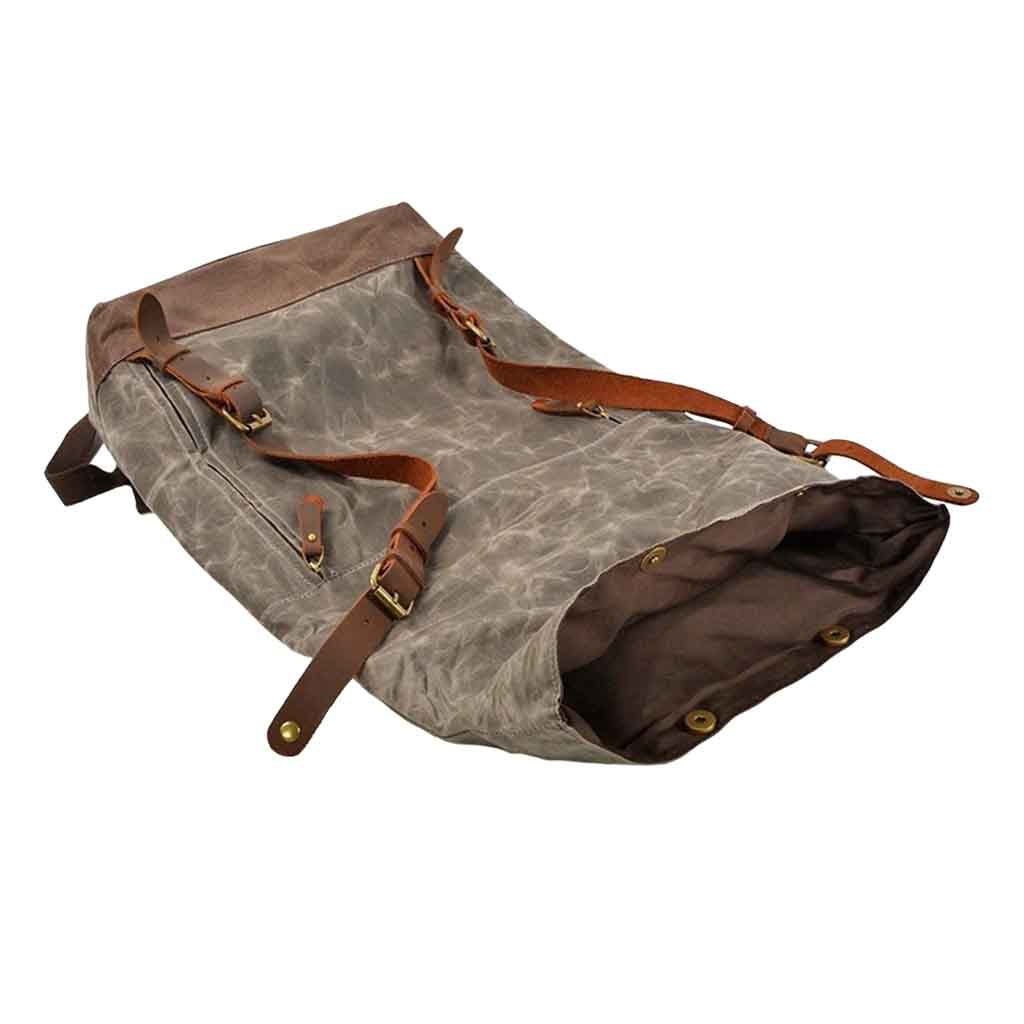 Mochila De Lona Con Cuero Juvenil Viajero Caballeros