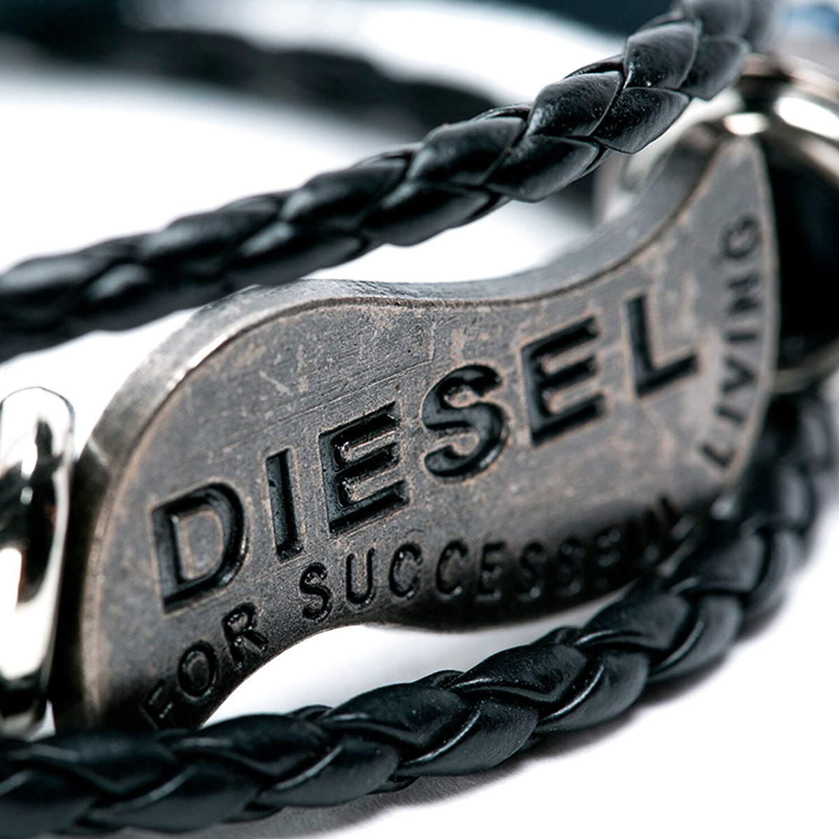 Pack Pulsera de cuero con dijes y placa acero y Pulsera piedra ónix brillante