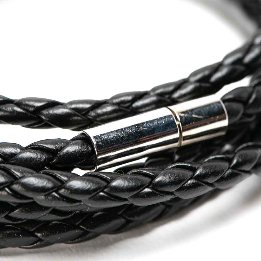 Pulsera De Cuero Larga Negra Juvenil Hombre Mujer Moda2019