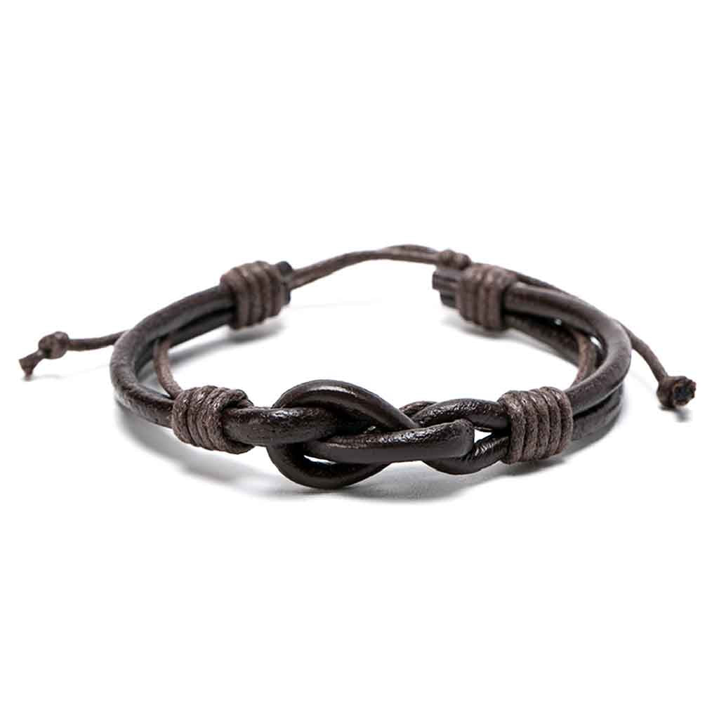 Pulsera De Cuero De Nudo Para Hombre