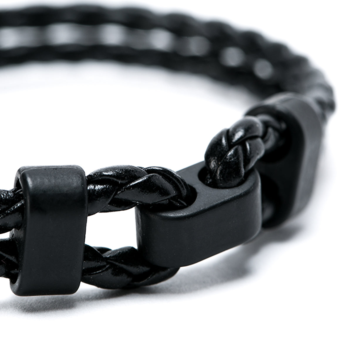 Pack pulsera de cuero negro trenzado y pulsera piedra volcánica Buda