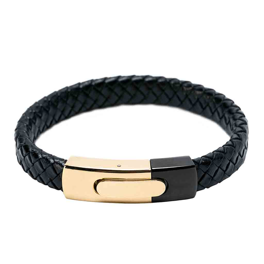 Pulsera Tejida De Cuero Con Broche De Lujo Hombre Caballero