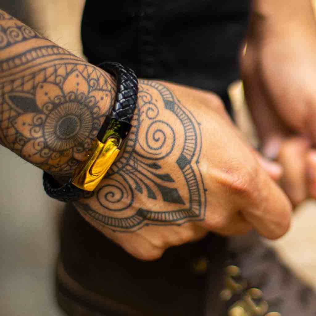 Pulsera Tejida De Cuero Con Broche De Lujo Hombre Caballero