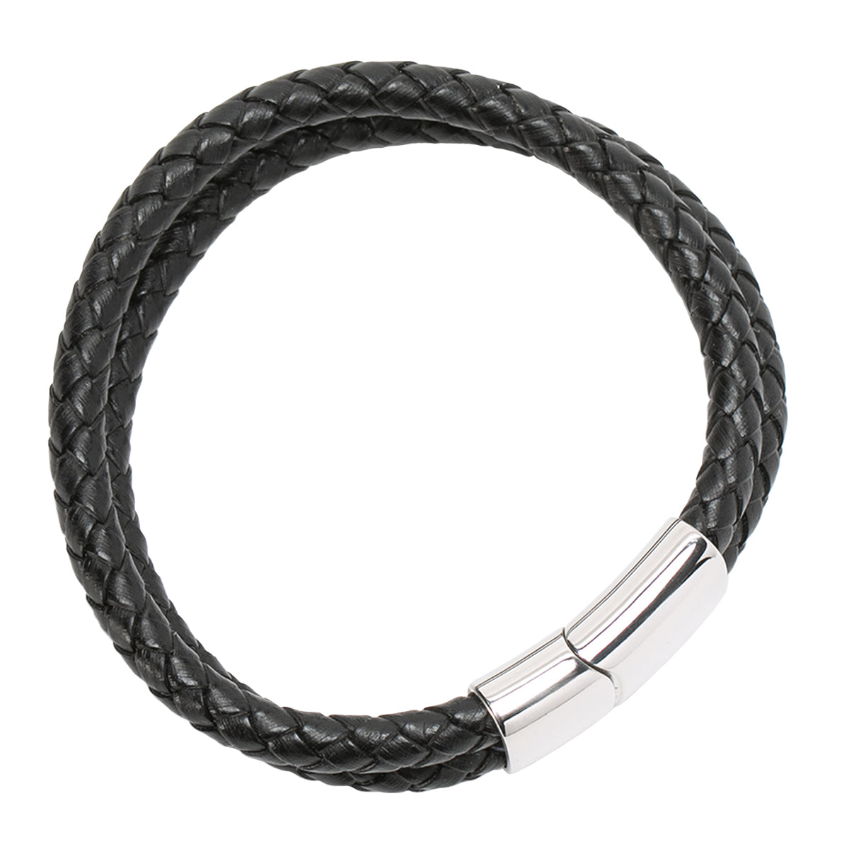 Pack Pulsera de cuero negro doble y pulsera con piedra volcánica Buda