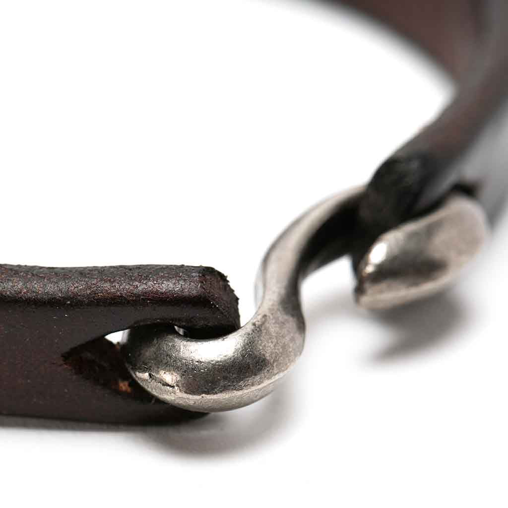 Pulsera de Cuero Hombre Liso Broche Gancho