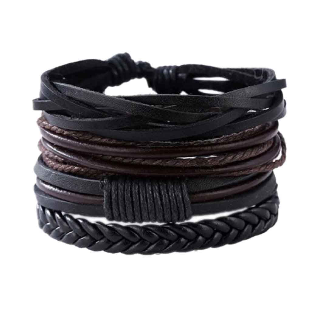 Pack Pulseras Cuero Hombre Mujer Brazaletes Ajustables x2