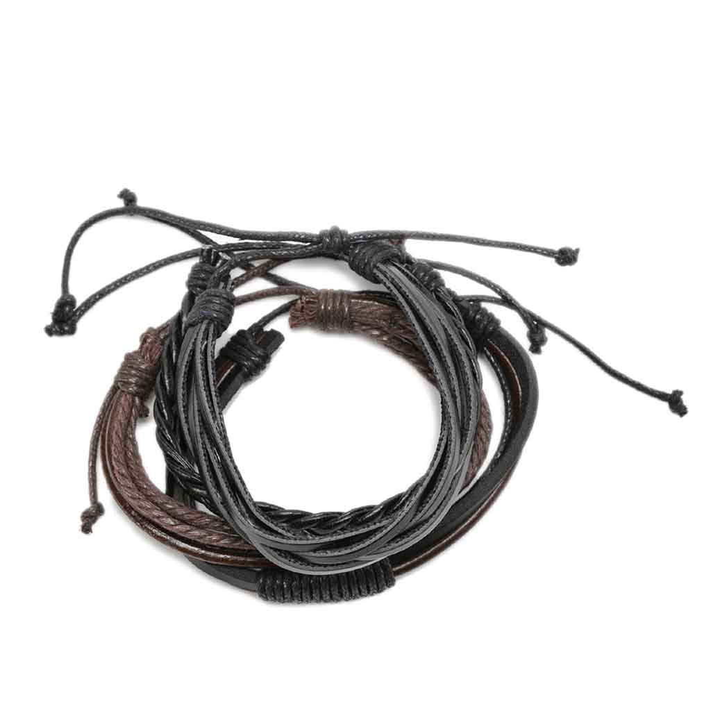 Pack Pulseras Cuero Hombre Mujer Brazaletes Ajustables x2