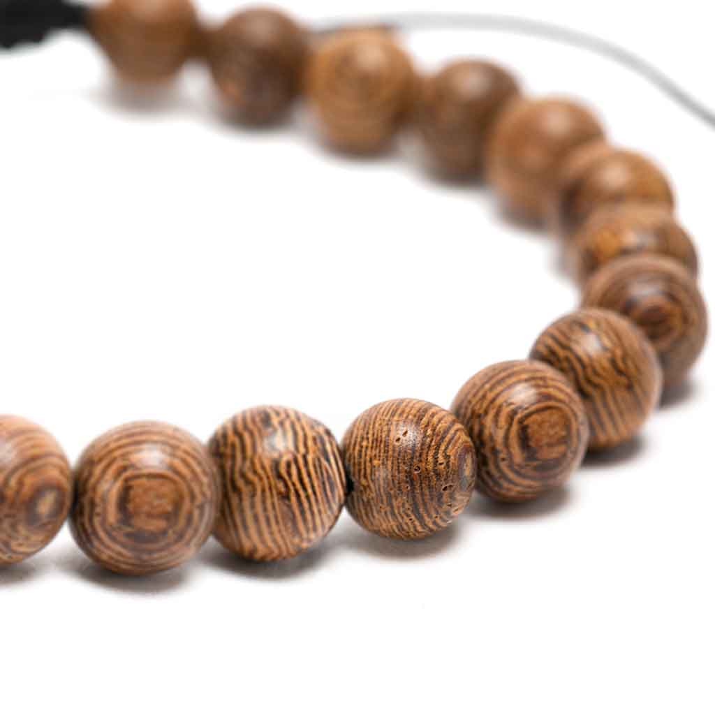 Pulseras Hombre Mujer Madera Natural Esferas Ajustable