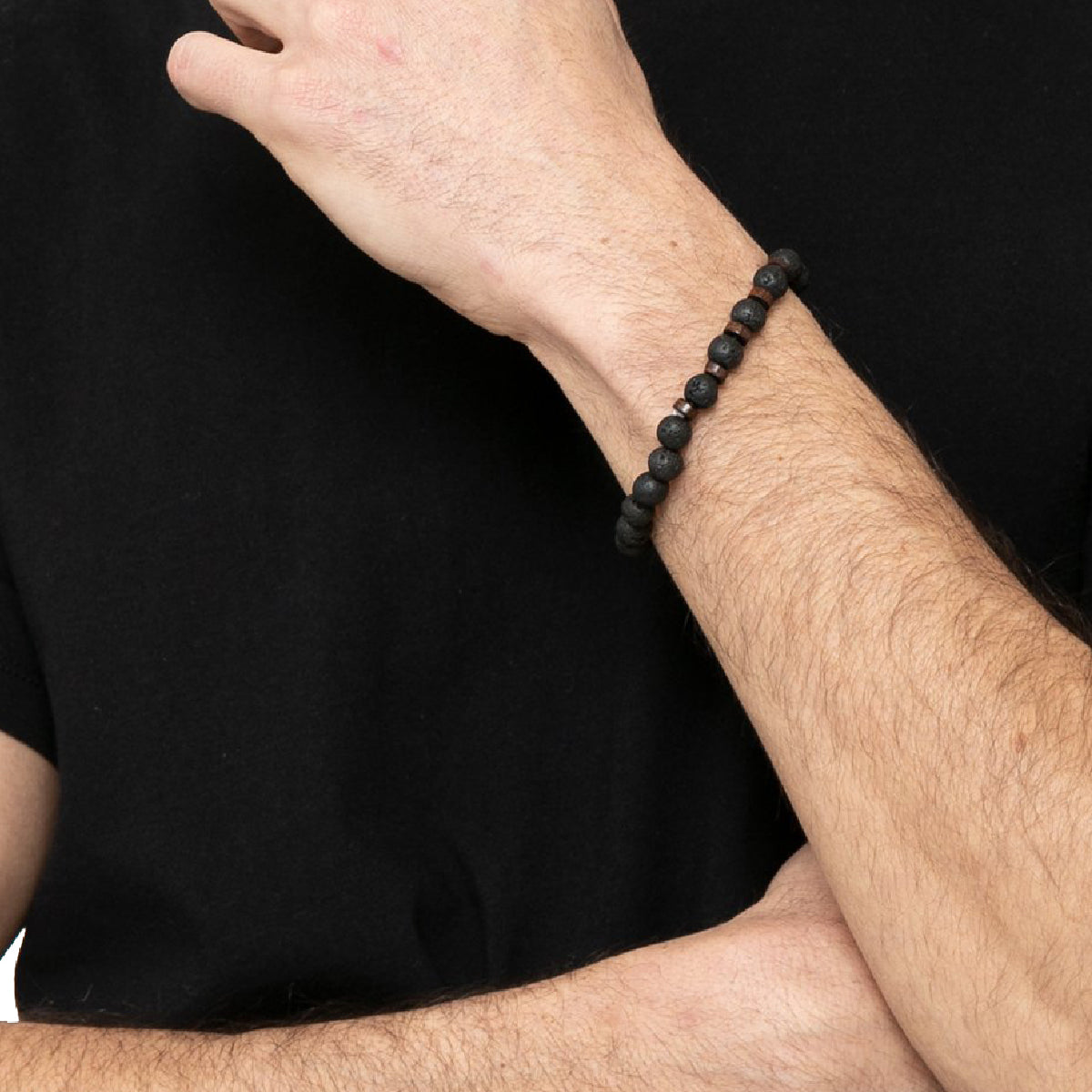 Pulseras Hombre Mujer Brazalete Piedras Naturales Volcánica