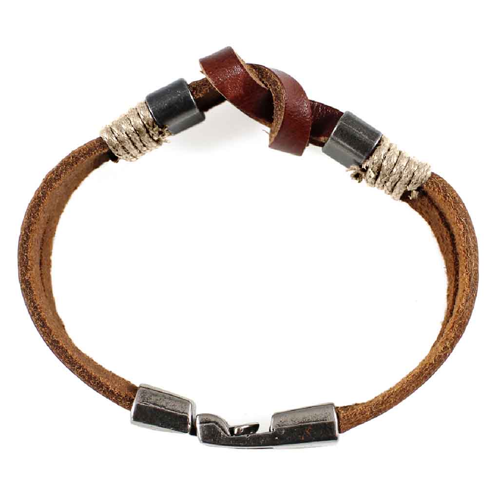 Pulsera de Cuero Hombre Infinito y Acero Cuero Blanco