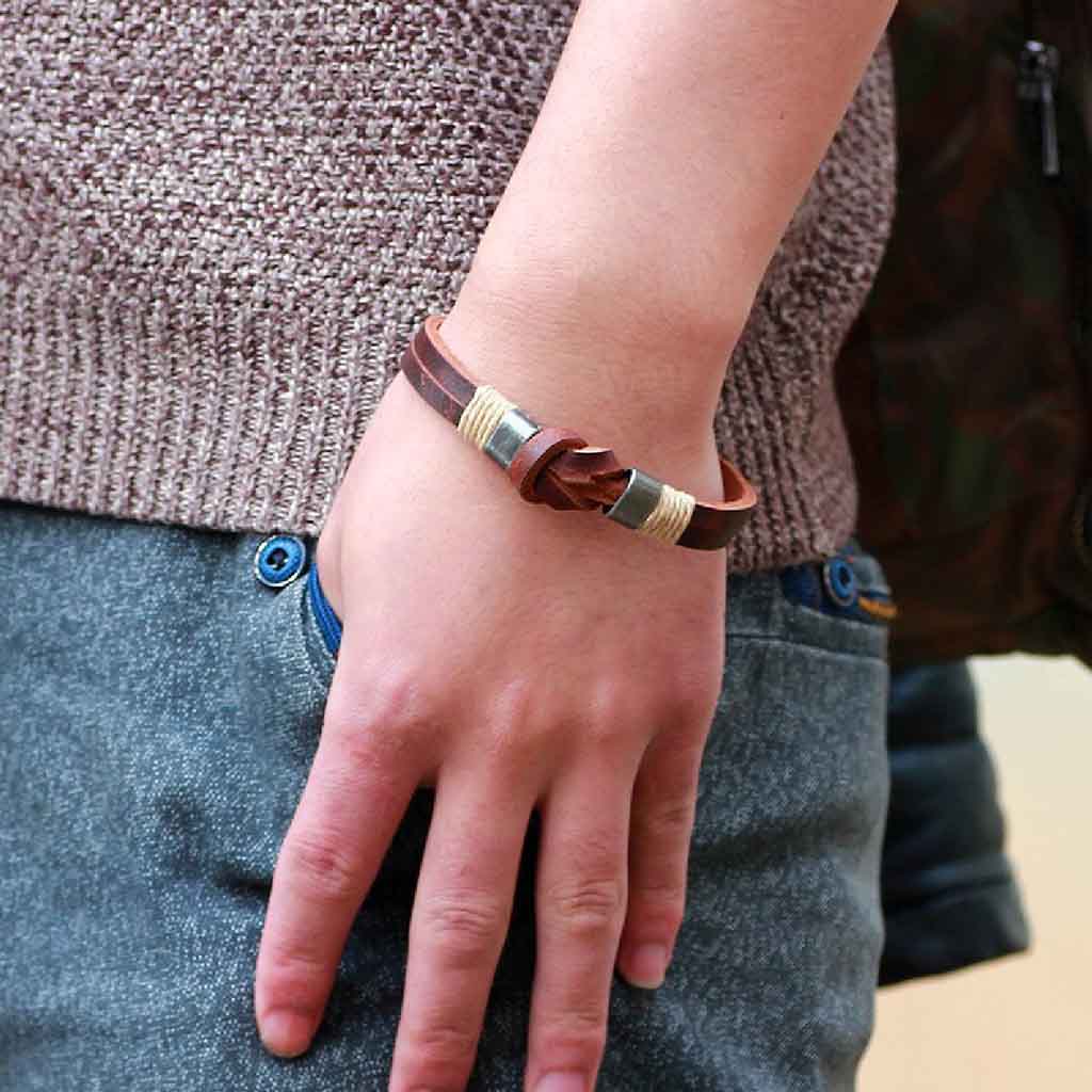 Pulsera de Cuero Hombre Infinito y Acero Cuero Blanco