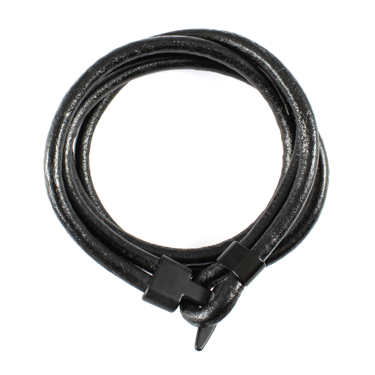 Pack 2 Pulseras de Cuero Hombre Azul y Brazalete Negro