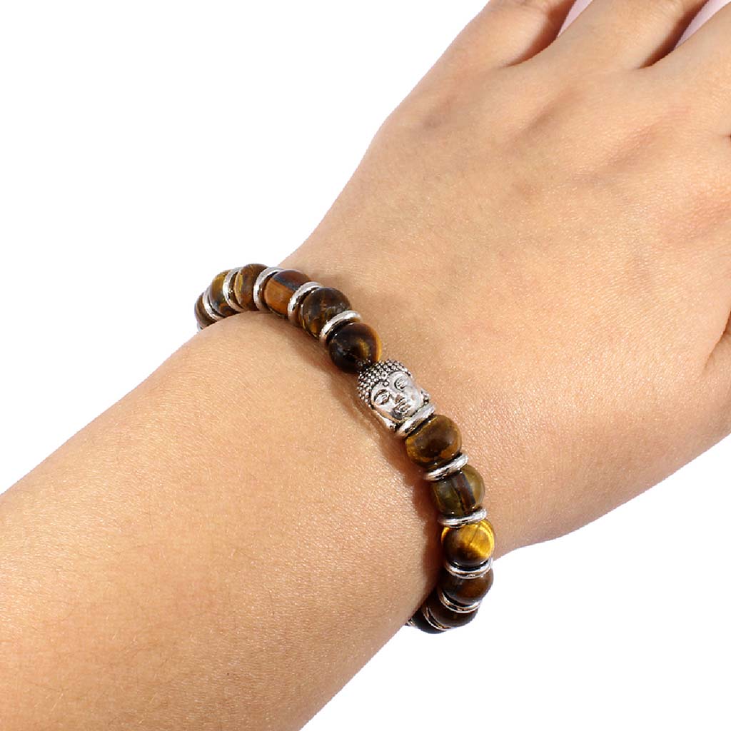 Pulseras para Hombre Pulseras Mujer Ojo de Tigre Buda