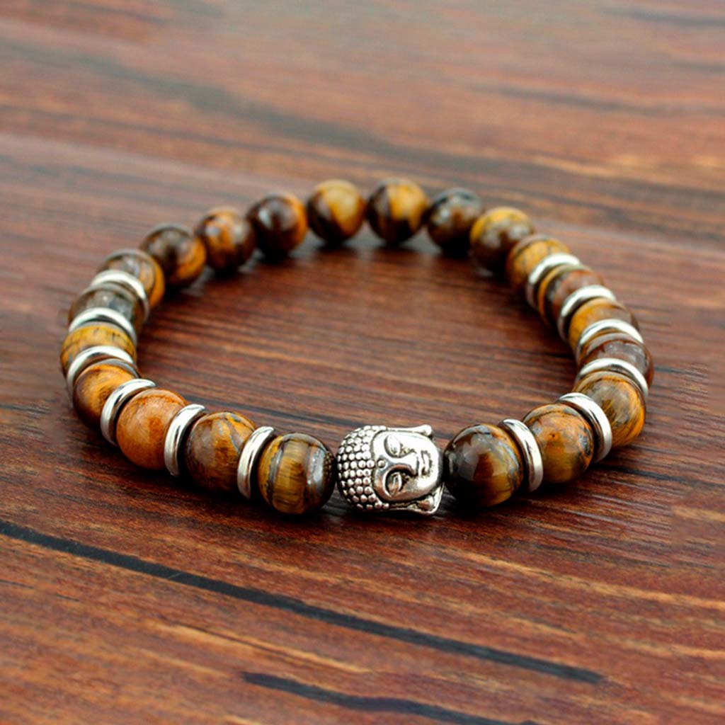 Pulseras para Hombre Pulseras Mujer Ojo de Tigre Buda