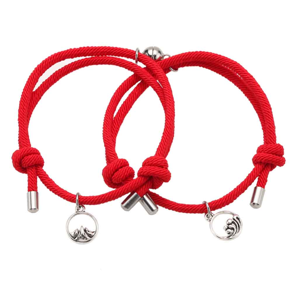 Set Pulseras de Pareja Charms Pulsera Roja Protección Imán