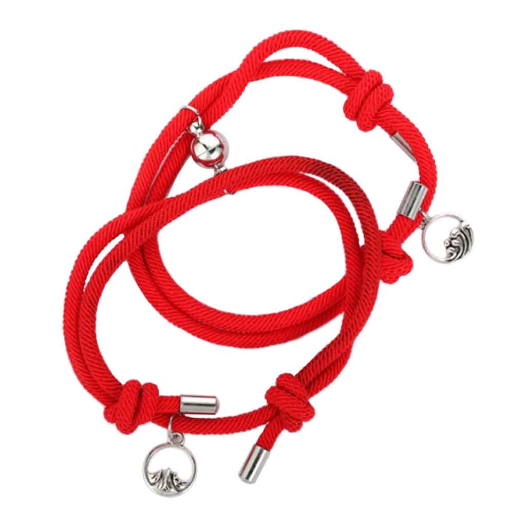 Set Pulseras de Pareja Charms Pulsera Roja Protección Imán