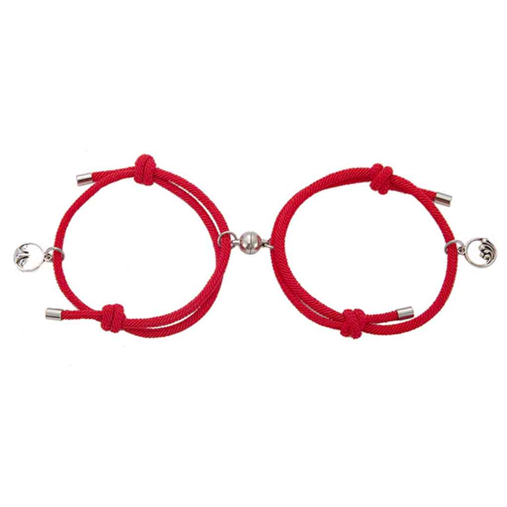 Set Pulseras de Pareja Charms Pulsera Roja Protección Imán