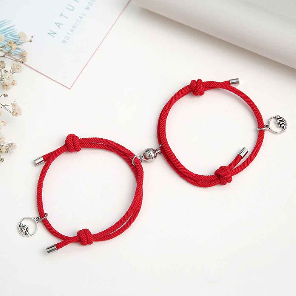 Set Pulseras de Pareja Charms Pulsera Roja Protección Imán