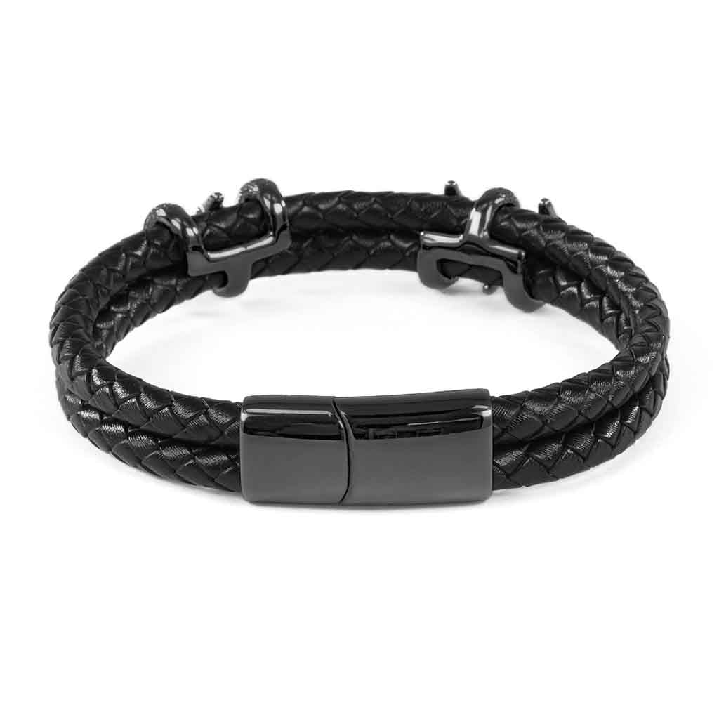 Pulseras de Cuero Hombre Mujer Negro Garras de Dragón